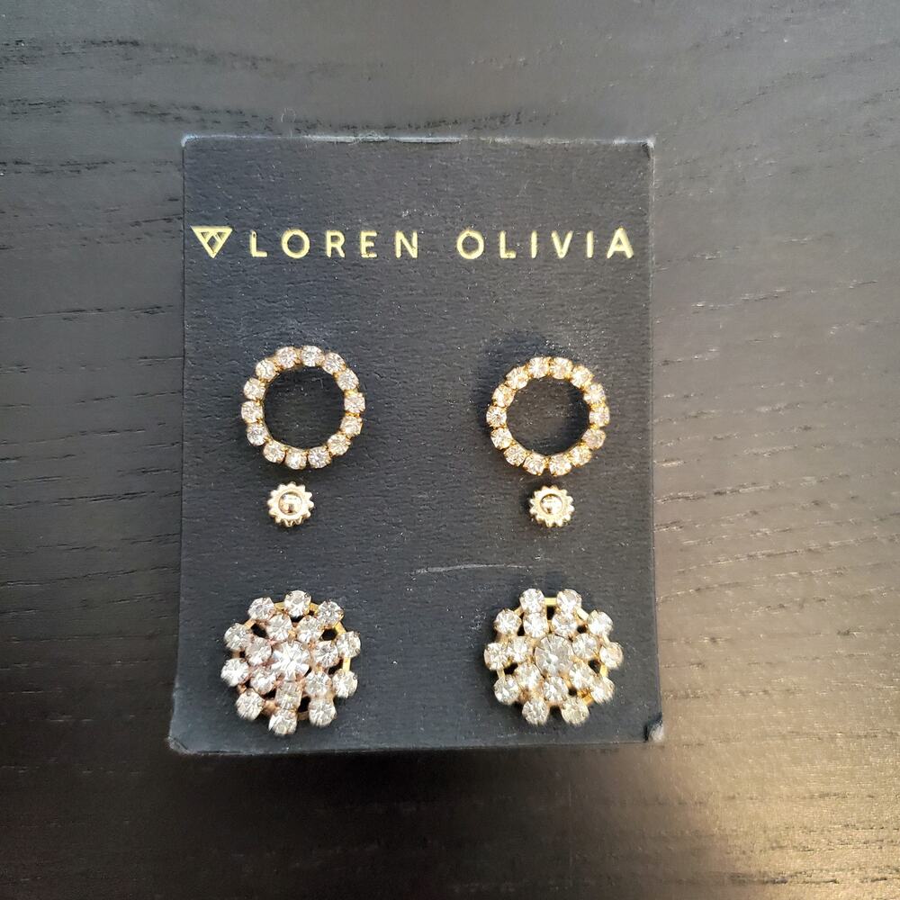 NWOT Loren Olivia 3 Pair Round Earring Set